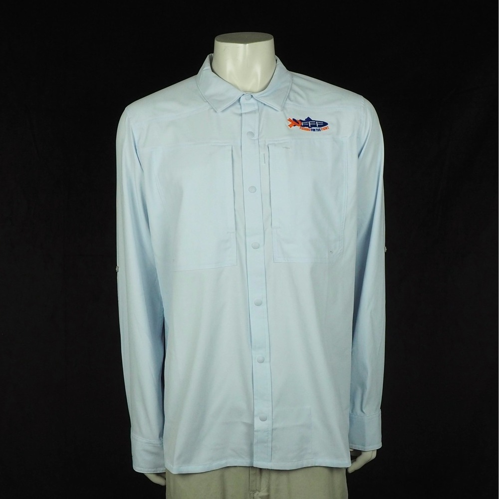 New Stio Fishing Button Down Shirt Mens XL Light Blue Vented Outdoor Performance